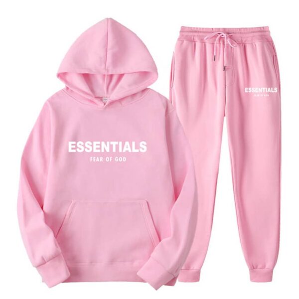 Essentials Fear of God Hoodie Tracksuit Pink