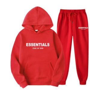 essentials fear of god hoodie tracksuit red